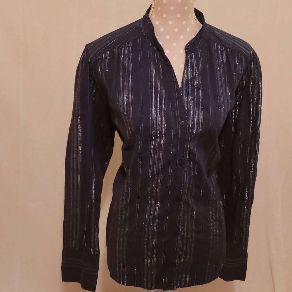 "A.n.a" silver stripe navy button down‎